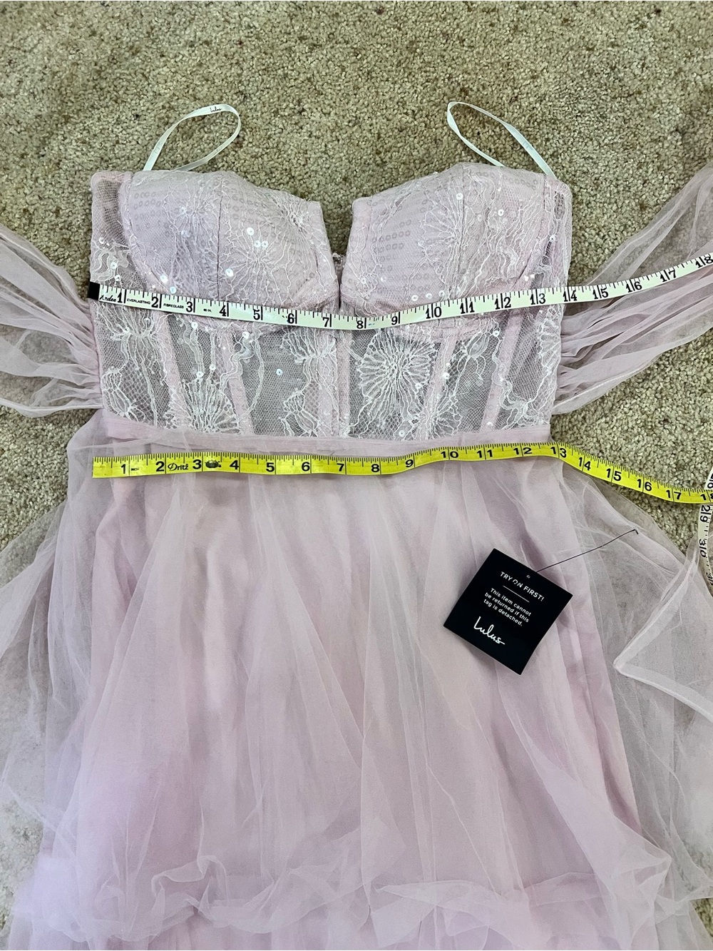 NWT Lulus Camie Light Pink Tulle Sequin Bustier Maxi Dress - Picture 6 of 8